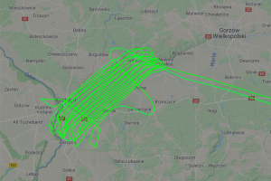 Trasa samolotu wykonującego badania w projekcie Fot. flightradar24.com